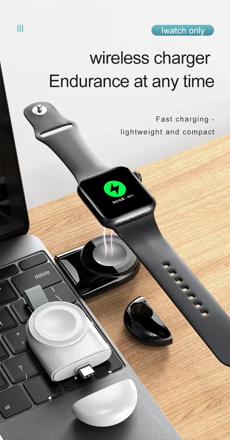 Mini Magnetic Wireless Charger Dock For Apple Watch series 8 7 6/5/4/SE/3/2 Portable Wireless Charging Cable Charger For iwatch
