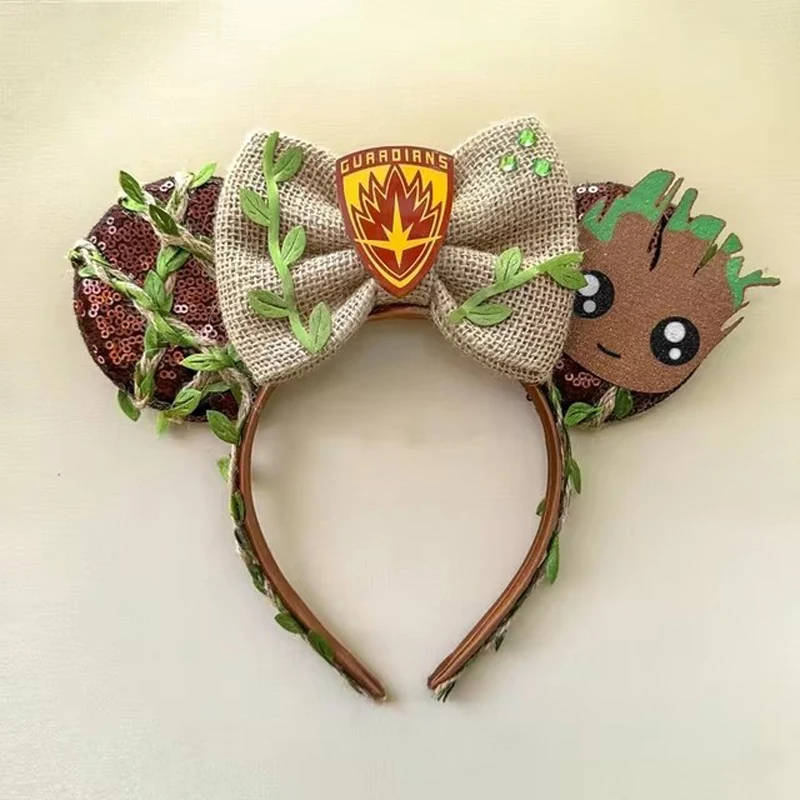 Mickey Mouse Guardians Of Galaxy Hairbands Baby Groot Ears Hair Accessories Kids Cartoon Headband Girls Bow Head Bands Women