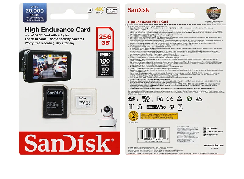 Original SanDisk High Endurance Micro SD Card MicroSDHC 32GB V30 C10 MicroSDXC 64GB 128GB 256GB Memory Card For Dash Camera