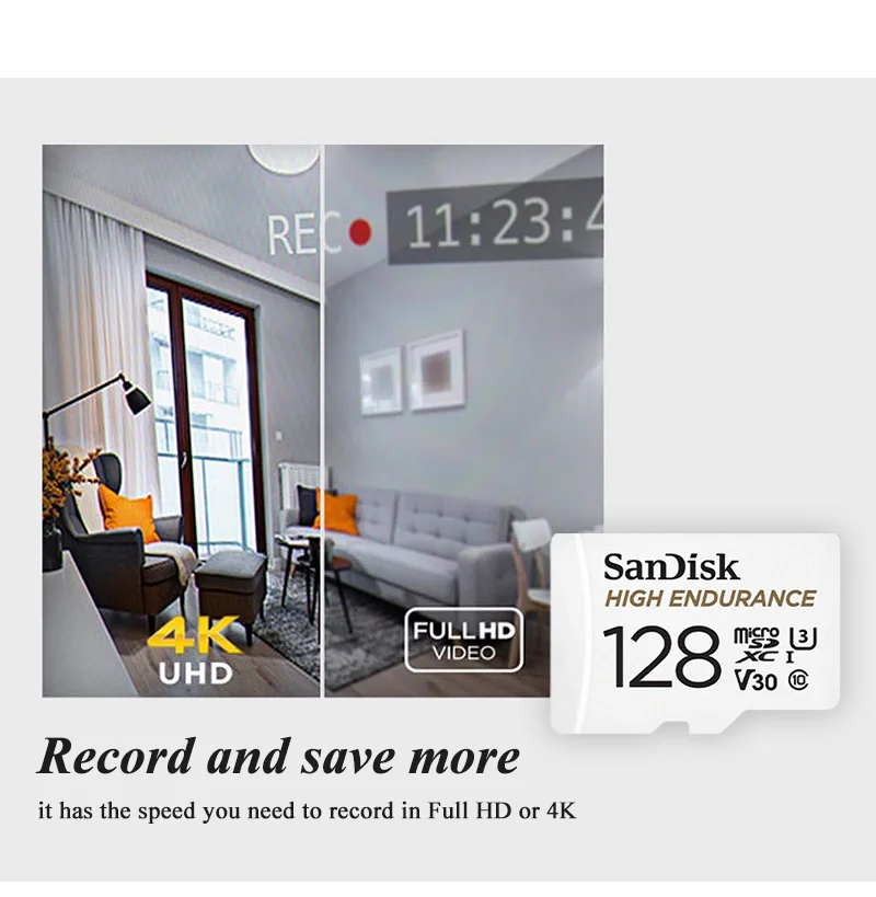 Original SanDisk High Endurance Micro SD Card MicroSDHC 32GB V30 C10 MicroSDXC 64GB 128GB 256GB Memory Card For Dash Camera