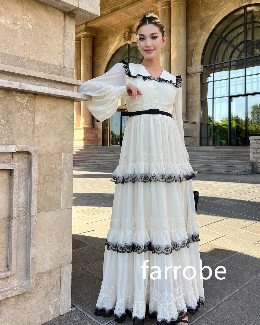 Customized Sizes Available Chiffon Pleat A-line V-neck Midi Dresses Evening Dresses Classic Exquisite Modern Style Pastrol Unise