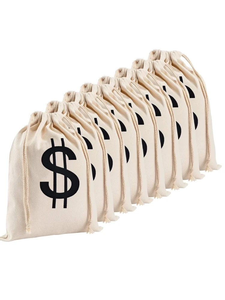Linen Candy Gift Bag Creative Dollar Printing New Year Christmas Tree Decorative Hanging Money Bags Drawstring Coin Bags