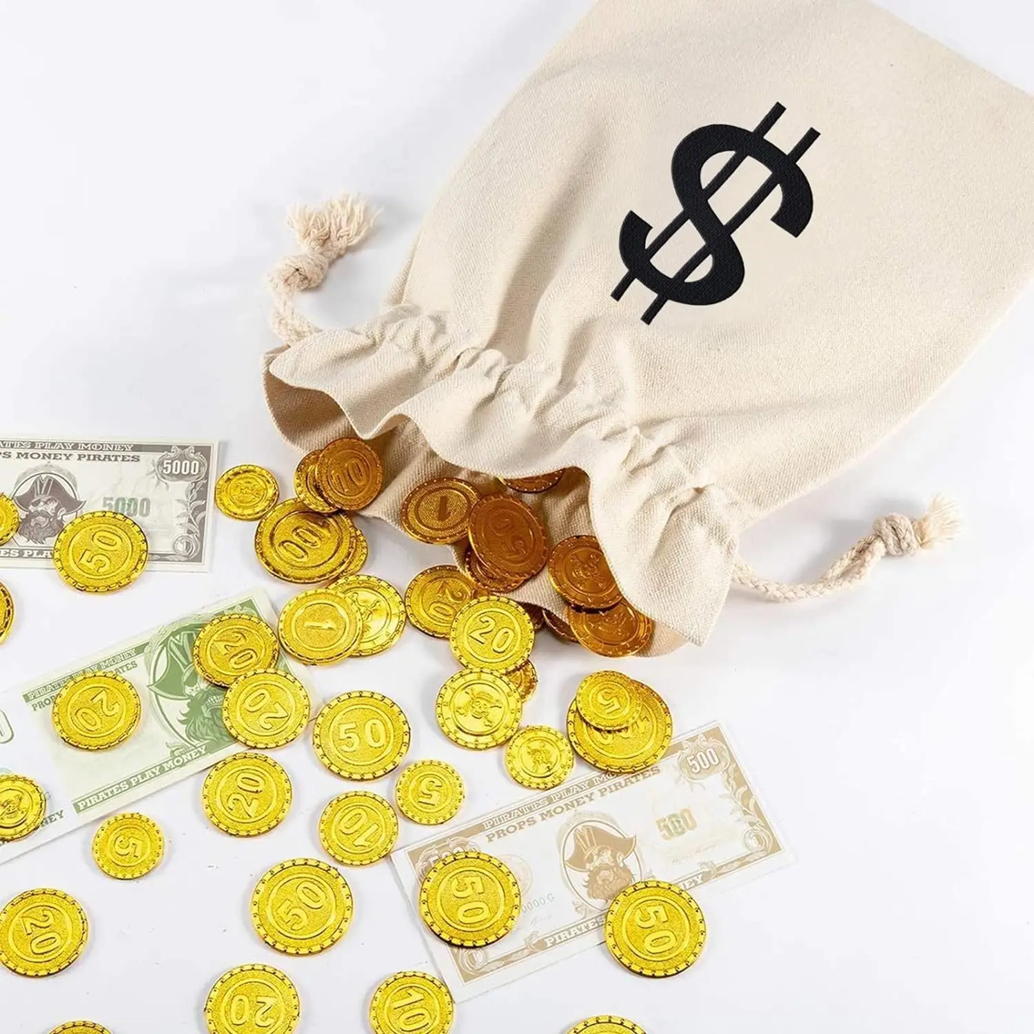 Linen Candy Gift Bag Creative Dollar Printing New Year Christmas Tree Decorative Hanging Money Bags Drawstring Coin Bags