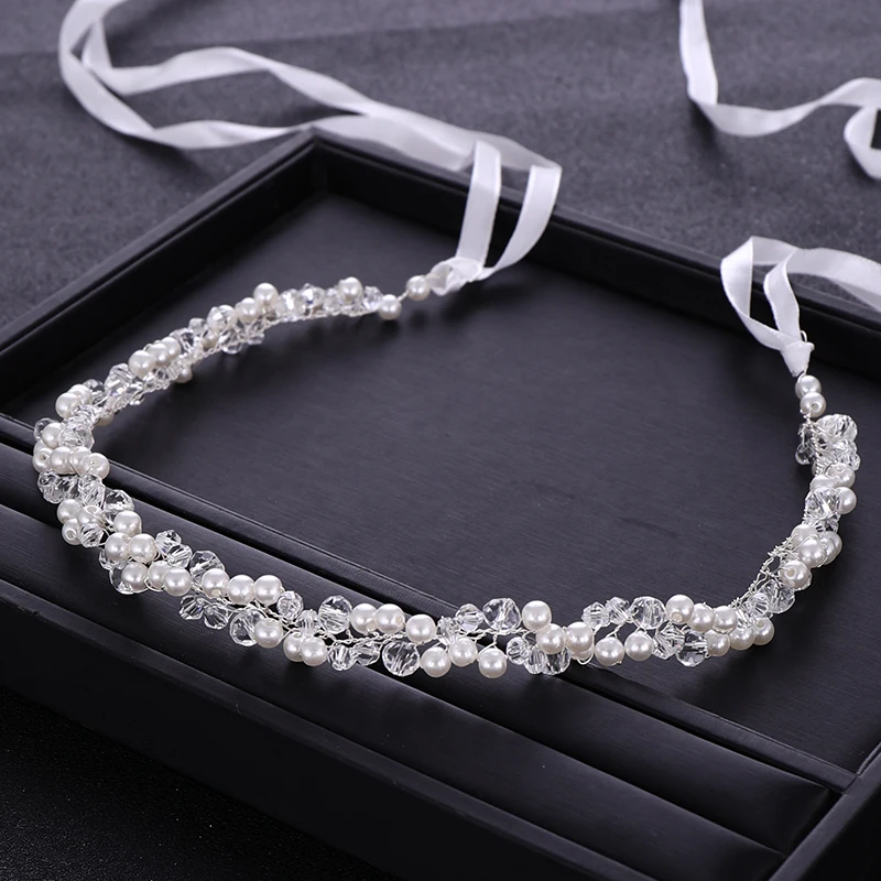 Handmade Bridal Headband Crystal Pearl Headdress Bridal Hair Accessories Wedding Headband Bridal Headdress Princess Hair Strap