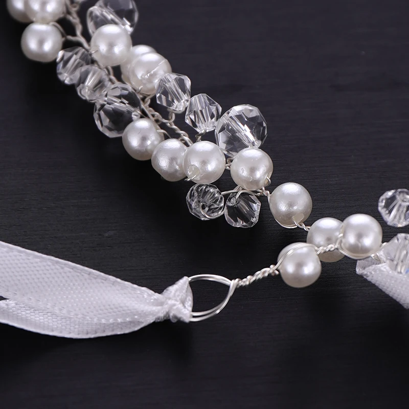 Handmade Bridal Headband Crystal Pearl Headdress Bridal Hair Accessories Wedding Headband Bridal Headdress Princess Hair Strap