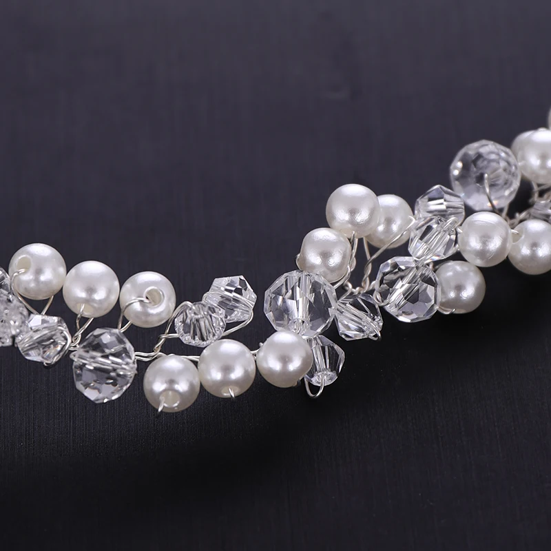 Handmade Bridal Headband Crystal Pearl Headdress Bridal Hair Accessories Wedding Headband Bridal Headdress Princess Hair Strap