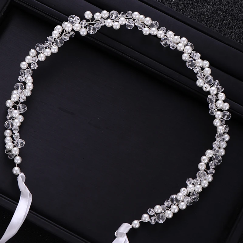 Handmade Bridal Headband Crystal Pearl Headdress Bridal Hair Accessories Wedding Headband Bridal Headdress Princess Hair Strap