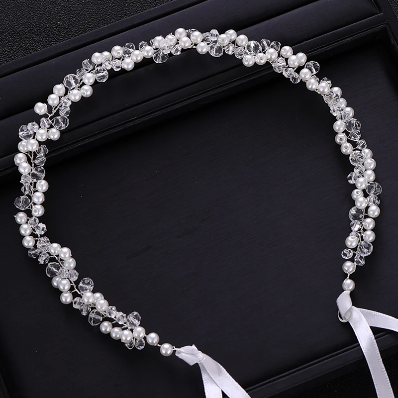 Handmade Bridal Headband Crystal Pearl Headdress Bridal Hair Accessories Wedding Headband Bridal Headdress Princess Hair Strap