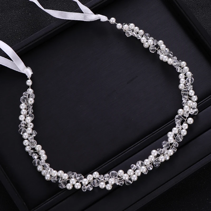 Handmade Bridal Headband Crystal Pearl Headdress Bridal Hair Accessories Wedding Headband Bridal Headdress Princess Hair Strap