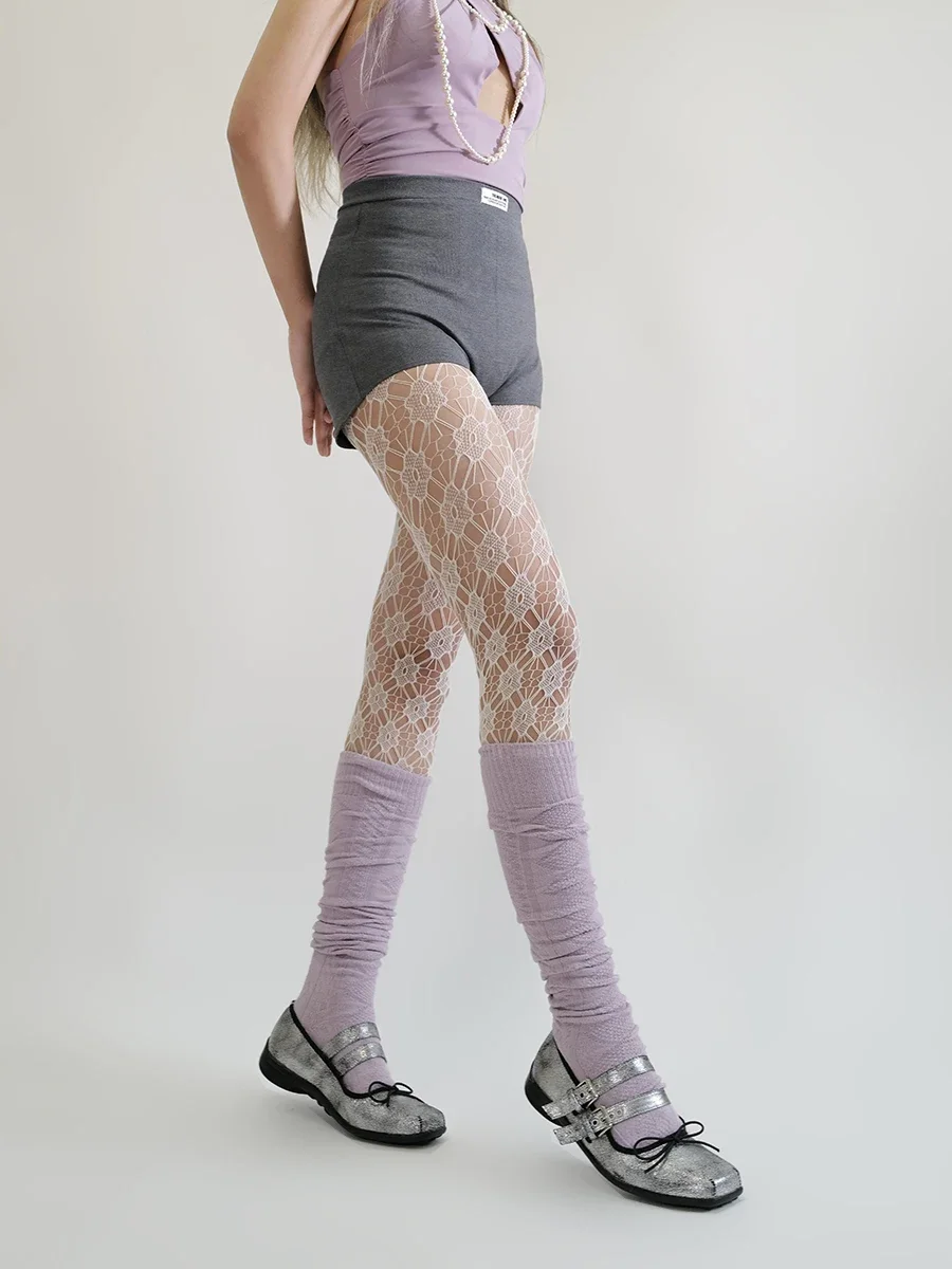 Japanese Sweet Sakura Fish Net Stockings Vintage Women Sexy Mesh Flower Luxury White Tights Y2K Lolita Party Underwear Pantyhose