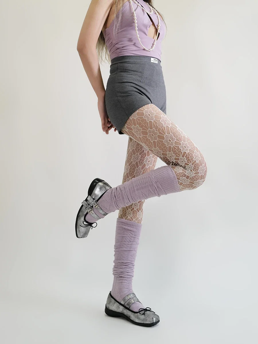 Japanese Sweet Sakura Fish Net Stockings Vintage Women Sexy Mesh Flower Luxury White Tights Y2K Lolita Party Underwear Pantyhose