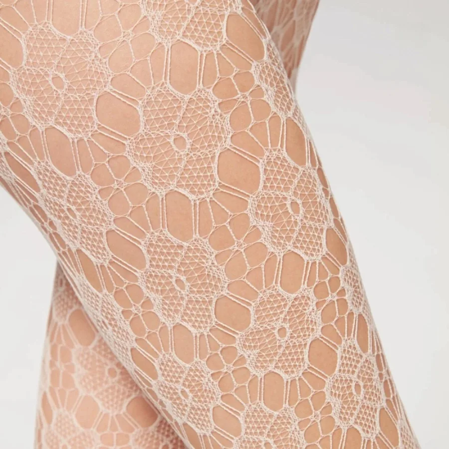 Japanese Sweet Sakura Fish Net Stockings Vintage Women Sexy Mesh Flower Luxury White Tights Y2K Lolita Party Underwear Pantyhose
