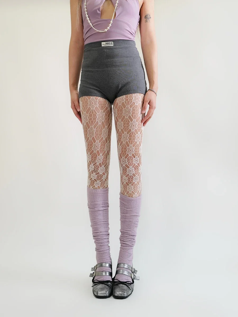 Japanese Sweet Sakura Fish Net Stockings Vintage Women Sexy Mesh Flower Luxury White Tights Y2K Lolita Party Underwear Pantyhose