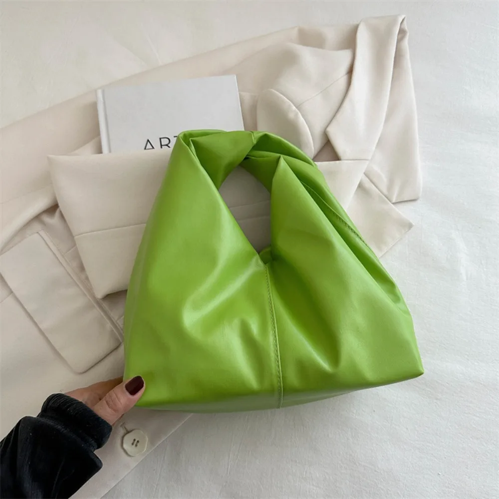 New PU Leather Tote Bags for Women Luxury Niche Design Hobo Bag Women Handbag Simple Pleated Stylish Clutch Bag