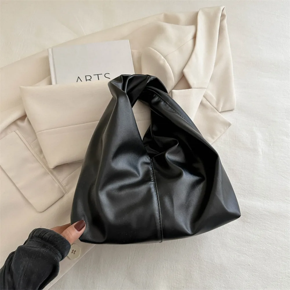 New PU Leather Tote Bags for Women Luxury Niche Design Hobo Bag Women Handbag Simple Pleated Stylish Clutch Bag