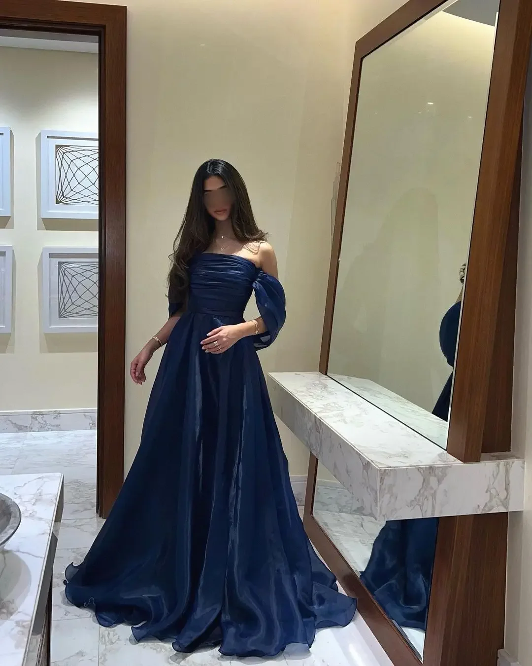 Customized Net Pleat Ruched Prom A-line Off-the-shoulder Bespoke Occasion Gown Long Dresses