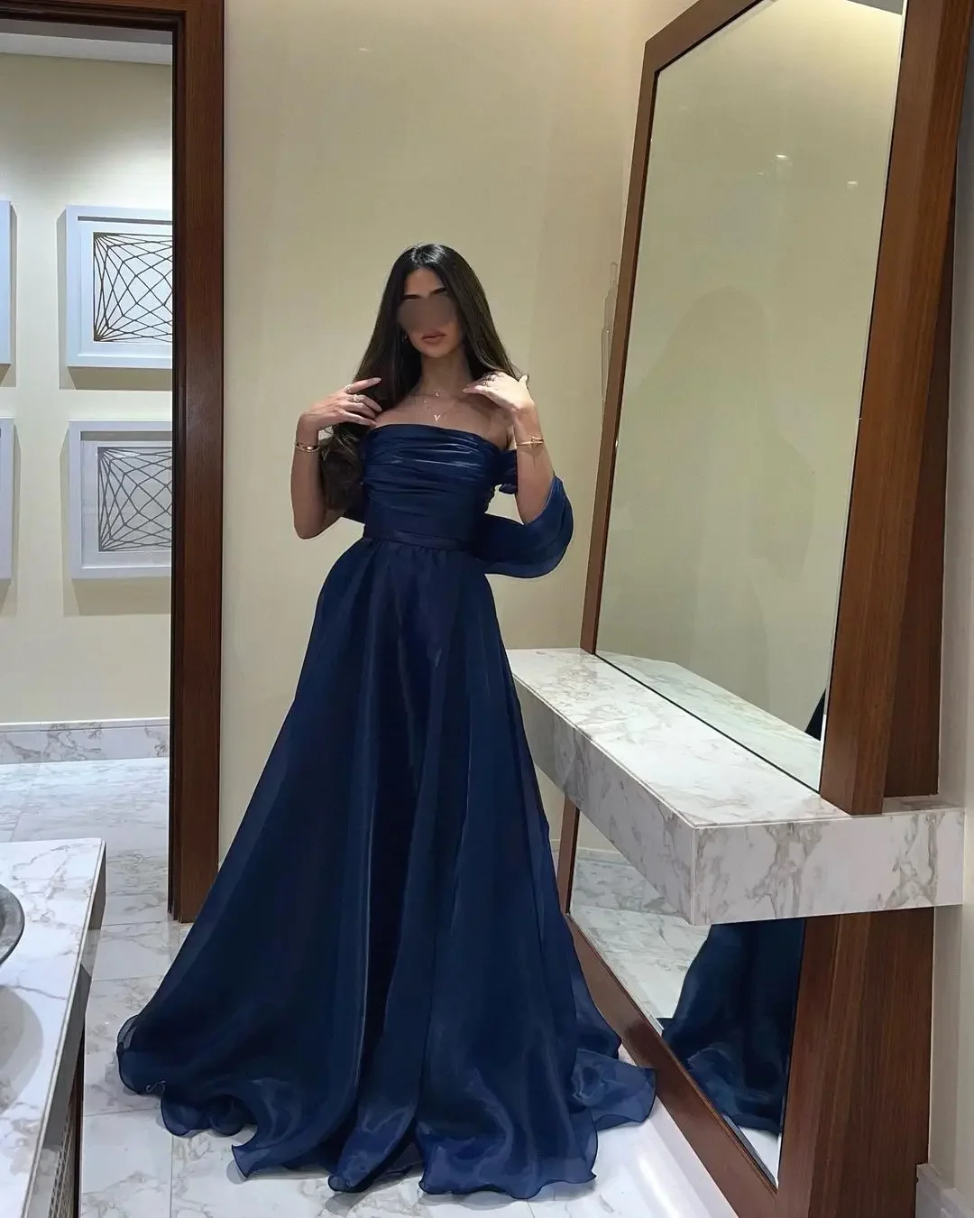 Customized Net Pleat Ruched Prom A-line Off-the-shoulder Bespoke Occasion Gown Long Dresses
