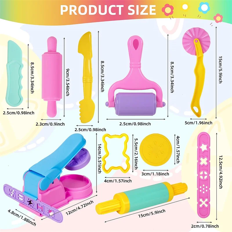 Cartoon 3D Animal Play Dough Molds DIY Creation Tools For Kids Toddlers Various Animal Molds Rolling Pins Clay Dough Accessories