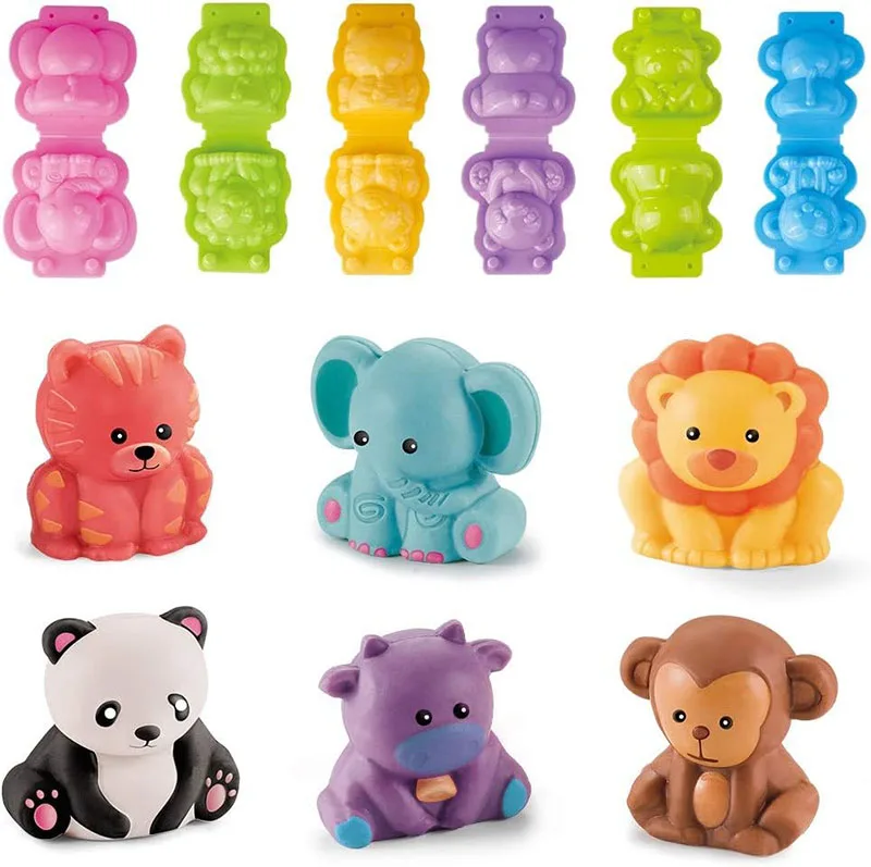 Cartoon 3D Animal Play Dough Molds DIY Creation Tools For Kids Toddlers Various Animal Molds Rolling Pins Clay Dough Accessories