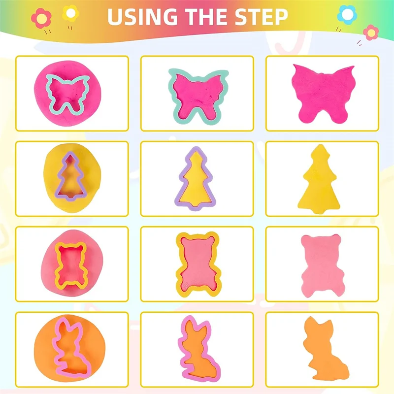 Cartoon 3D Animal Play Dough Molds DIY Creation Tools For Kids Toddlers Various Animal Molds Rolling Pins Clay Dough Accessories