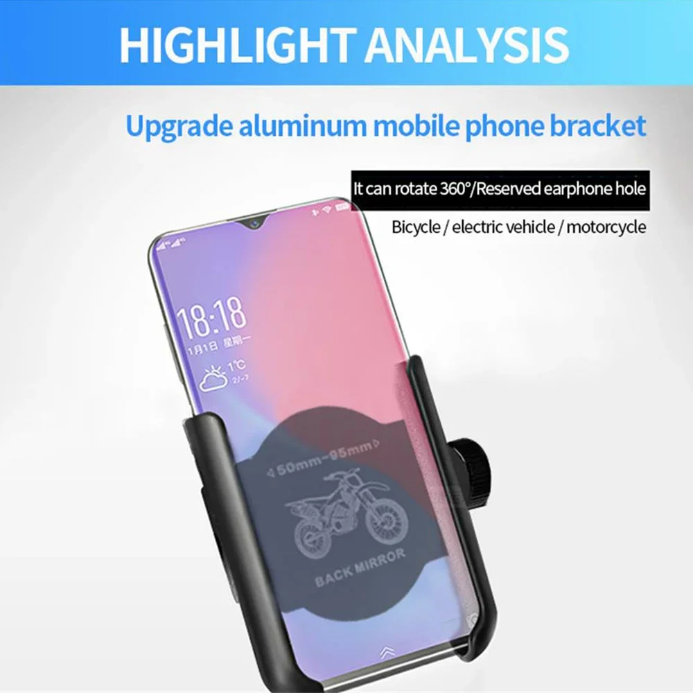 Aluminum Alloy Motorcycle Bicycle Mobile Phone Holder GPS Bracket Mounting Clip Multi-Specification Mobile Handlebar Bracket