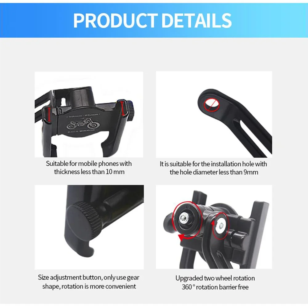 Aluminum Alloy Motorcycle Bicycle Mobile Phone Holder GPS Bracket Mounting Clip Multi-Specification Mobile Handlebar Bracket