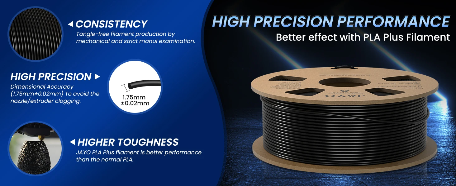 JAYO 3D PETG/PLA/PLA PLUS Printer Filament 1.75mm 5.5KG 100% No Bubble Non-Toxic 3D Printing Materials for 3D Printer&3D Pen
