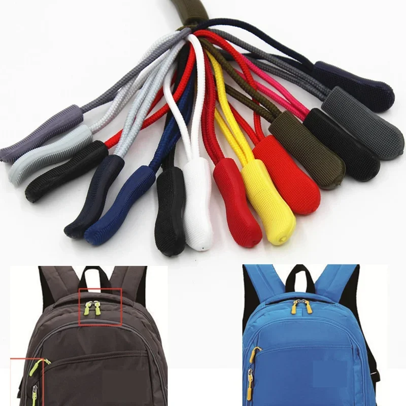 10pcs Replacement Zipper Clip Broken Buckle Zipper Pull Puller End Rope Tag Fixer Zip Cord for Travel Bag Suitcase Tent Backpack