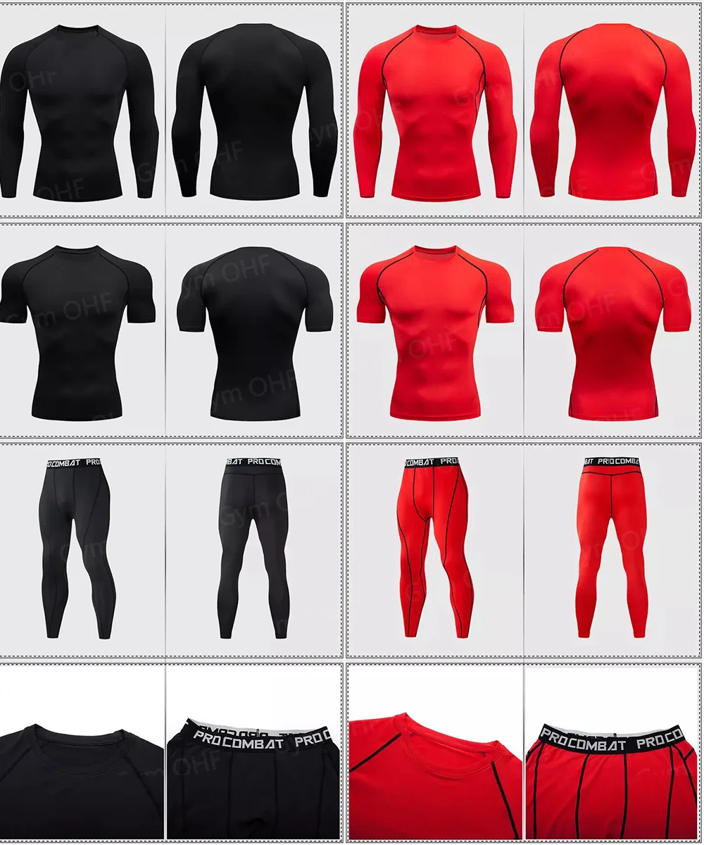 Compression Tops Gym T Shirt Men Fitness Tight Rashgad Bodybuilding Sports T-Shirt Quick Dry Running Long Sleeve