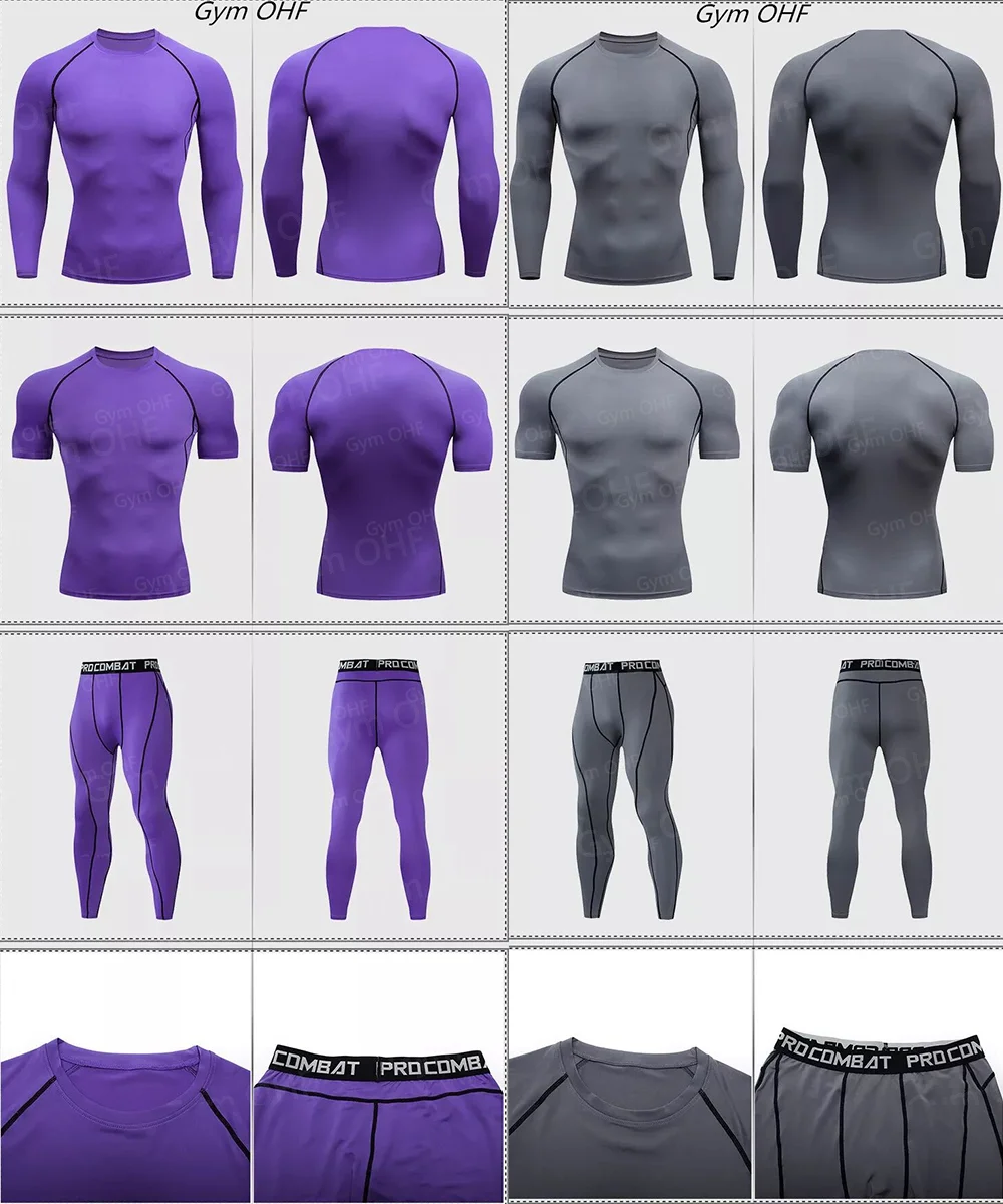 Compression Tops Gym T Shirt Men Fitness Tight Rashgad Bodybuilding Sports T-Shirt Quick Dry Running Long Sleeve