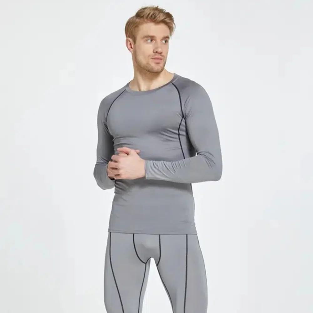Compression Tops Gym T Shirt Men Fitness Tight Rashgad Bodybuilding Sports T-Shirt Quick Dry Running Long Sleeve