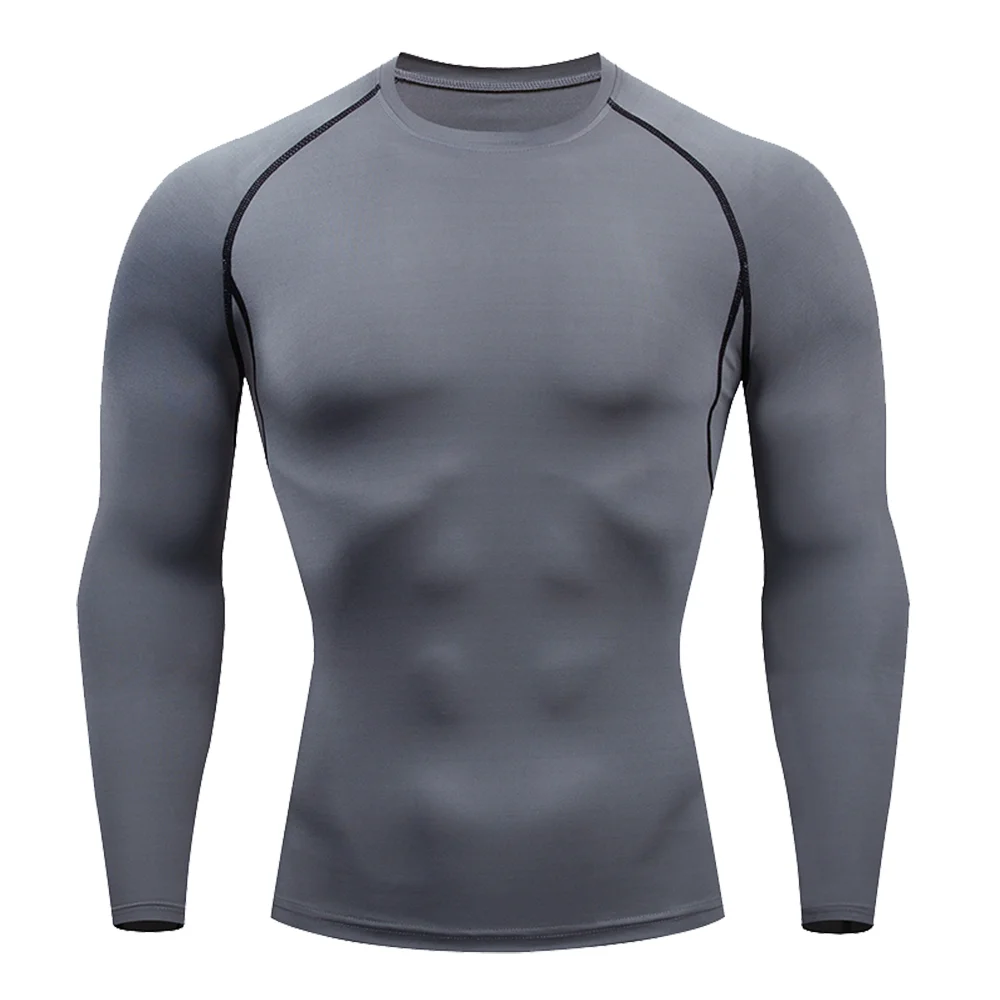 Compression Tops Gym T Shirt Men Fitness Tight Rashgad Bodybuilding Sports T-Shirt Quick Dry Running Long Sleeve