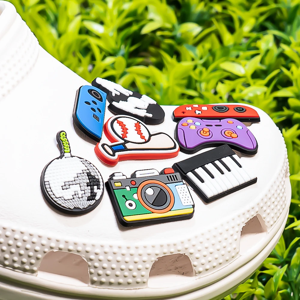 1/20pcs Musical Instruments Pins for Men Women Kids Piano Guitar CD Shoe Charms Shoe Accessories Decorations Buckles Ornament