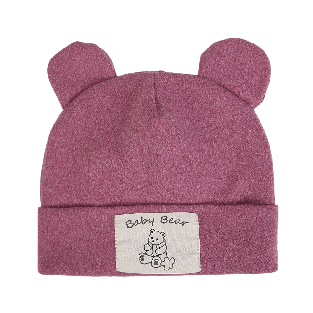 Cute Bear Ear Baby Turban Hats for Newboorn Boys Girls Faux Cashmere Label Caps Beanies Autumn Winter Infant Bonnets