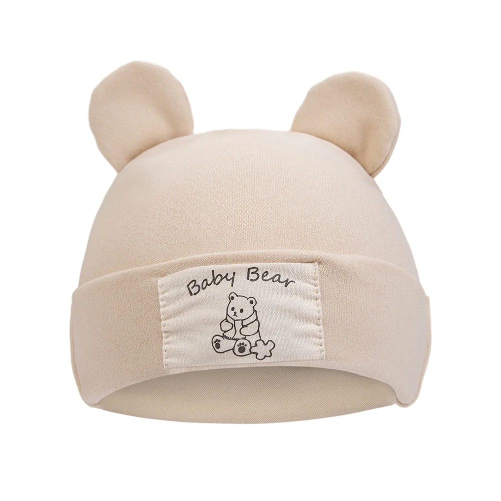 Cute Bear Ear Baby Turban Hats for Newboorn Boys Girls Faux Cashmere Label Caps Beanies Autumn Winter Infant Bonnets