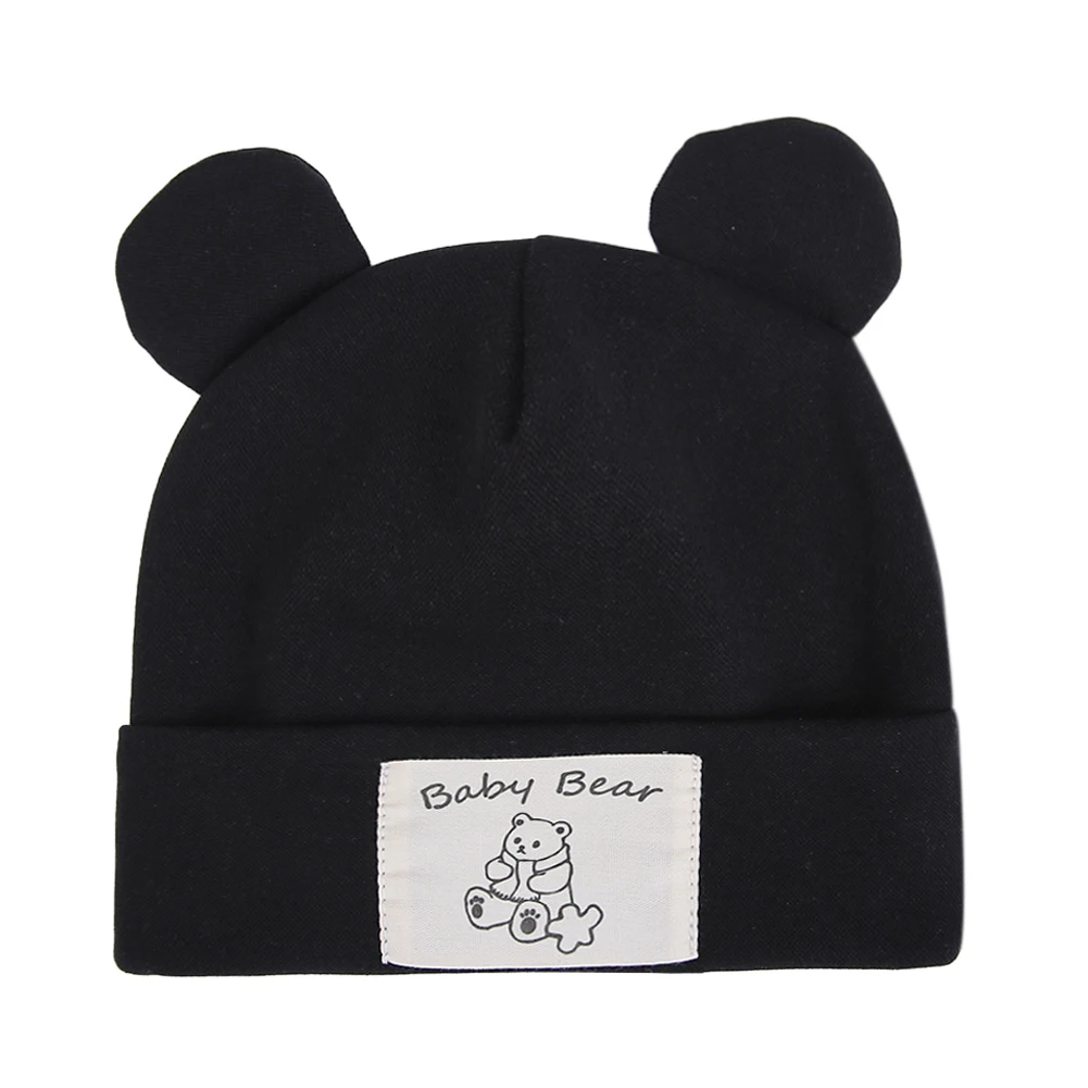 Cute Bear Ear Baby Turban Hats for Newboorn Boys Girls Faux Cashmere Label Caps Beanies Autumn Winter Infant Bonnets