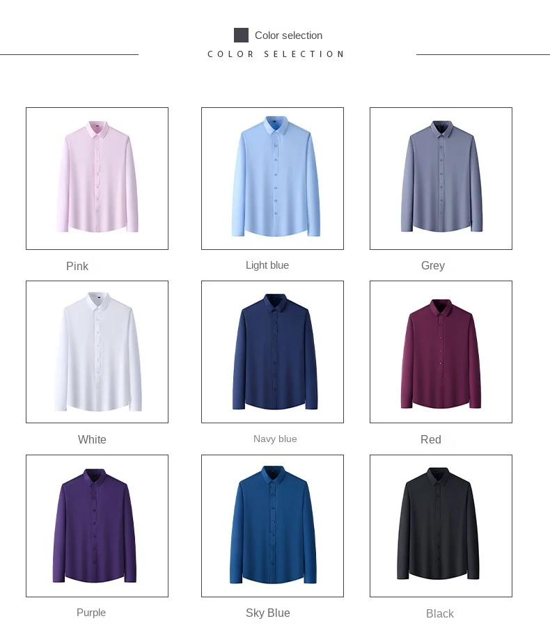 50-130KG non-ironing four-sided elastic men's shirt fashion business dress casual men's long-sleeved solid color shirt