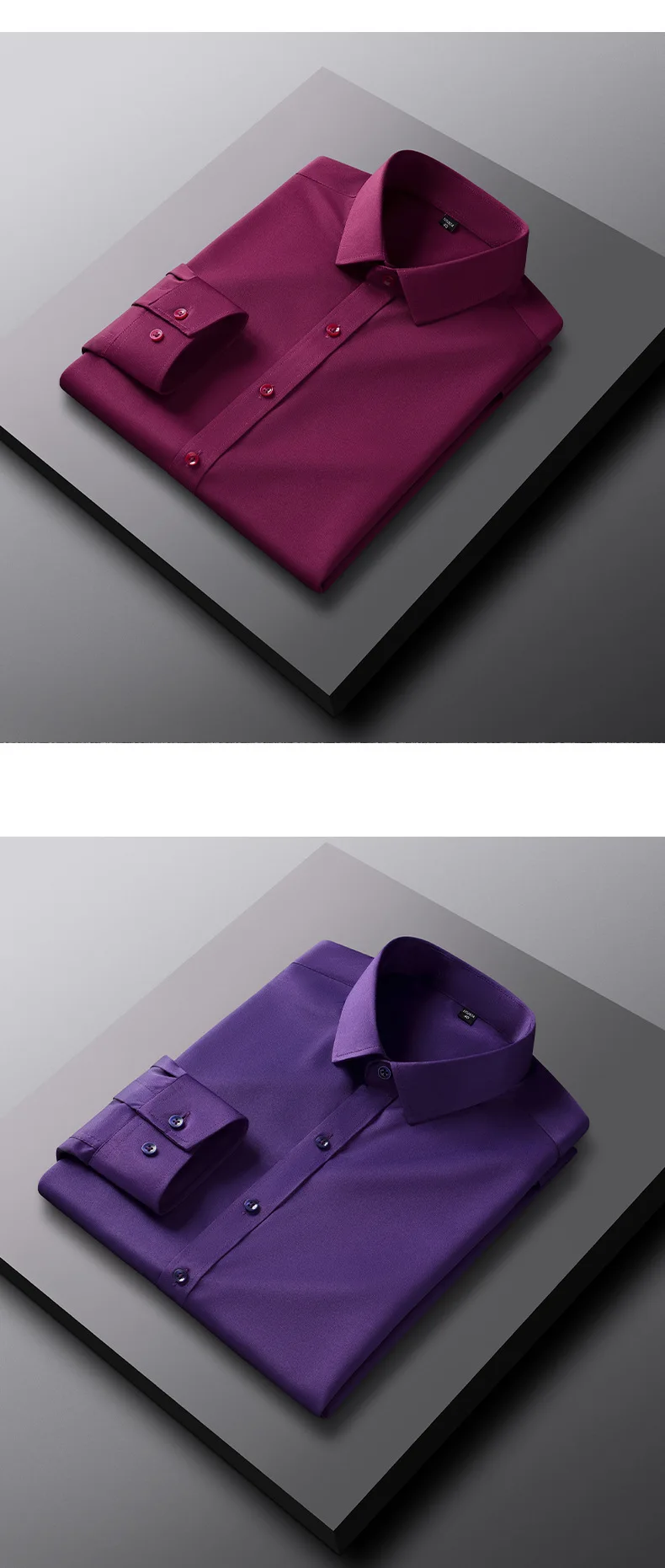 50-130KG non-ironing four-sided elastic men's shirt fashion business dress casual men's long-sleeved solid color shirt