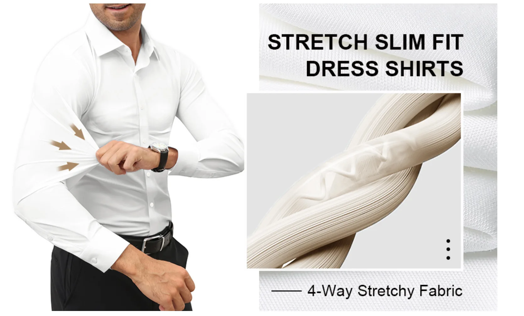 50-130KG non-ironing four-sided elastic men's shirt fashion business dress casual men's long-sleeved solid color shirt