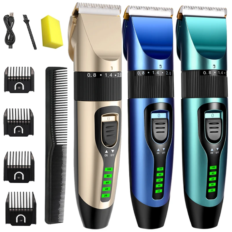 Electric Hair Clipper Wireless Professional Trimmer LED Display Ceramic Blade Household Low Noise Men Hair Clipper Haircut Tool