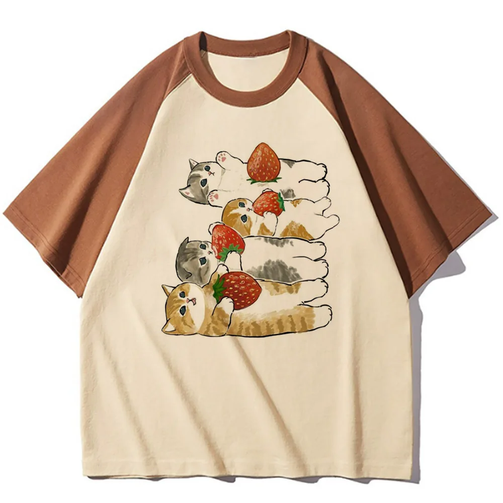 Strawberry t-shirts women elegant Tee girl Japanese graphic streetwear clothing