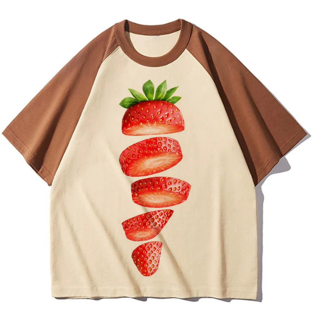 Strawberry t-shirts women elegant Tee girl Japanese graphic streetwear clothing