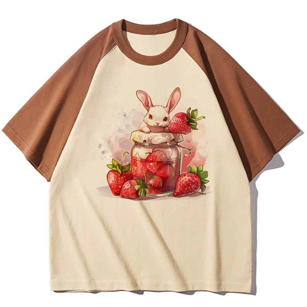 Strawberry t-shirts women elegant Tee girl Japanese graphic streetwear clothing