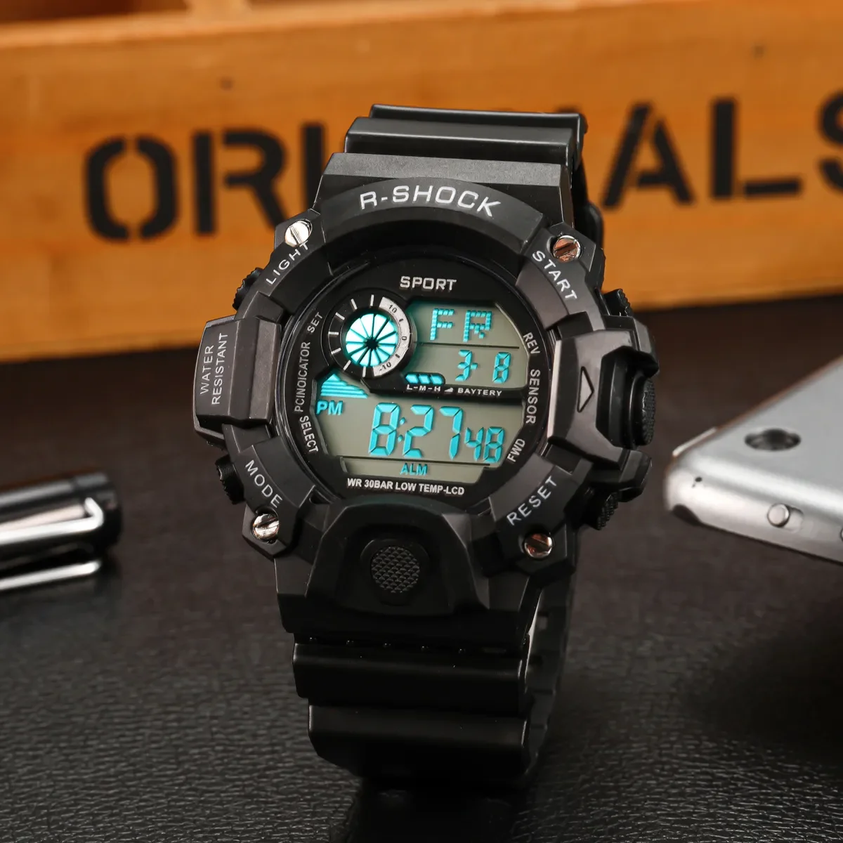 YIKAZE Sports Watch for men Black Dial Military Digital Watch Luminous Date Chronograph Alarm Clock Student Kids Man Wristwatch