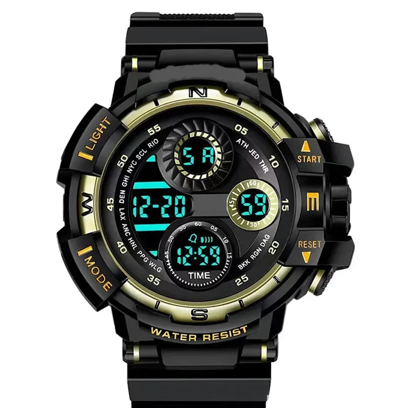 YIKAZE Sports Watch for men Black Dial Military Digital Watch Luminous Date Chronograph Alarm Clock Student Kids Man Wristwatch