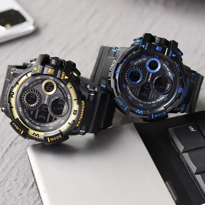 YIKAZE Sports Watch for men Black Dial Military Digital Watch Luminous Date Chronograph Alarm Clock Student Kids Man Wristwatch