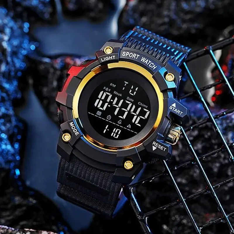 YIKAZE Sports Watch for men Black Dial Military Digital Watch Luminous Date Chronograph Alarm Clock Student Kids Man Wristwatch