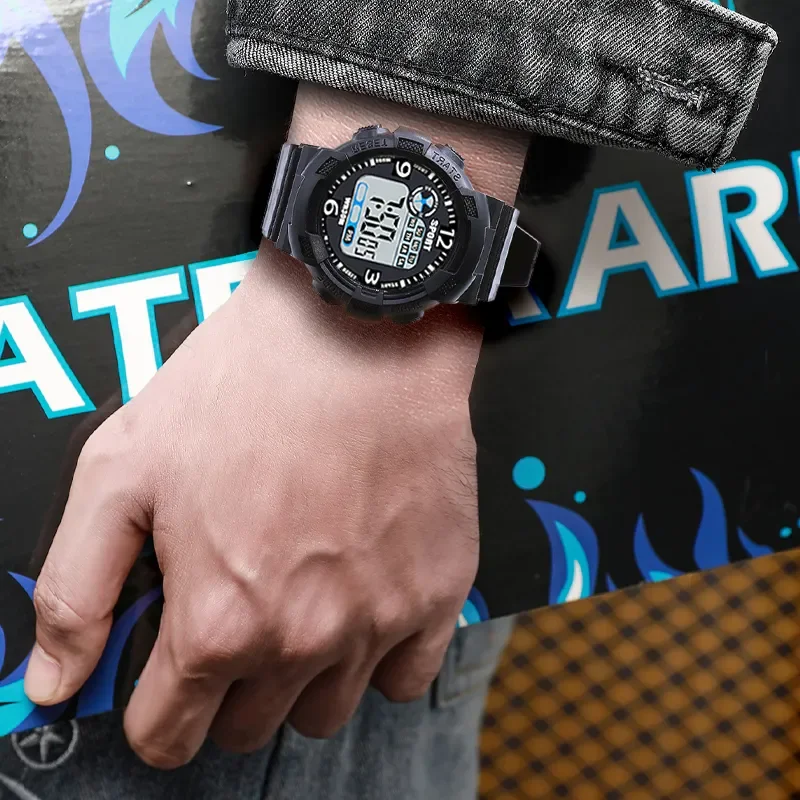 YIKAZE Sports Watch for men Black Dial Military Digital Watch Luminous Date Chronograph Alarm Clock Student Kids Man Wristwatch