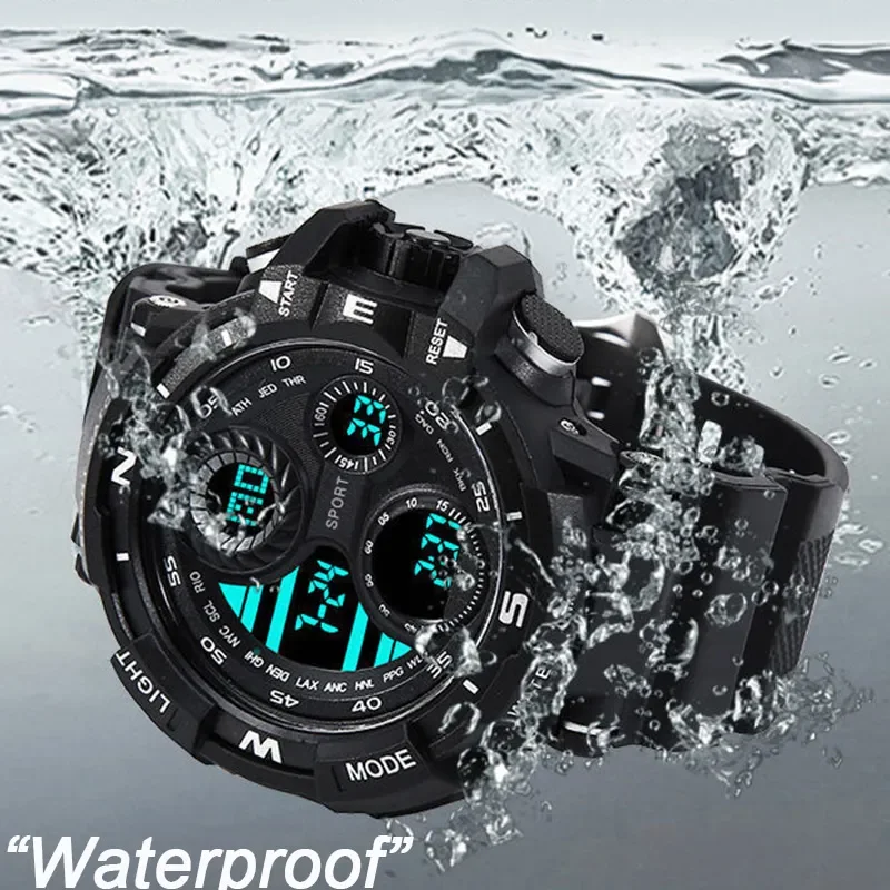 YIKAZE Sports Watch for men Black Dial Military Digital Watch Luminous Date Chronograph Alarm Clock Student Kids Man Wristwatch