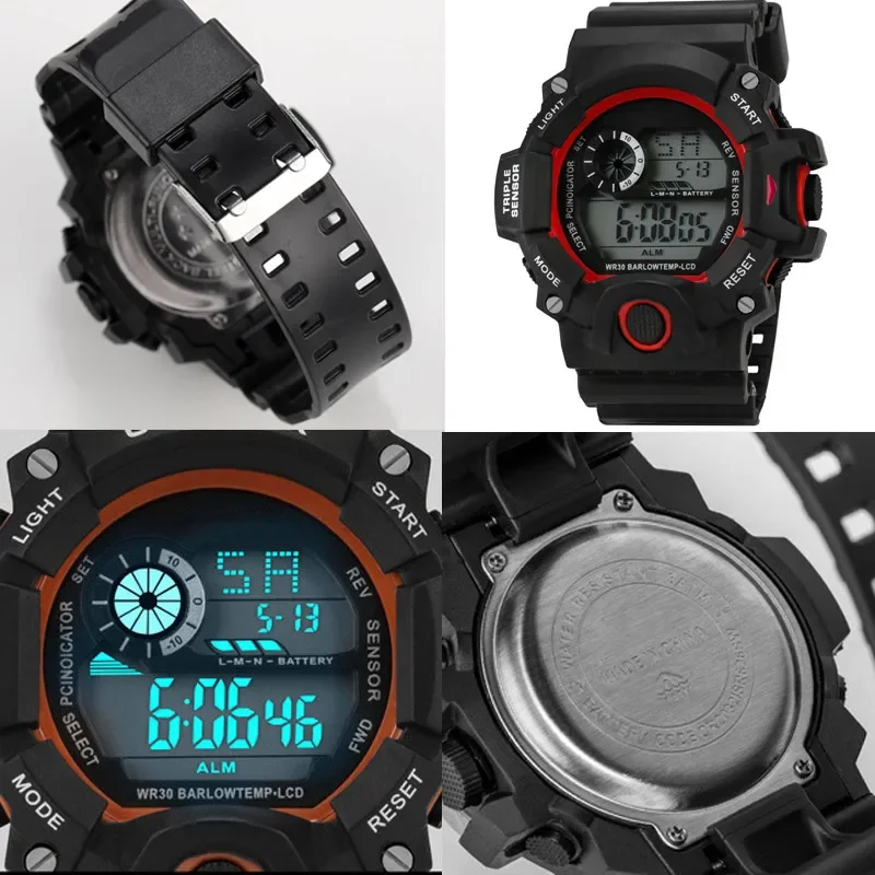 YIKAZE Sports Watch for men Black Dial Military Digital Watch Luminous Date Chronograph Alarm Clock Student Kids Man Wristwatch